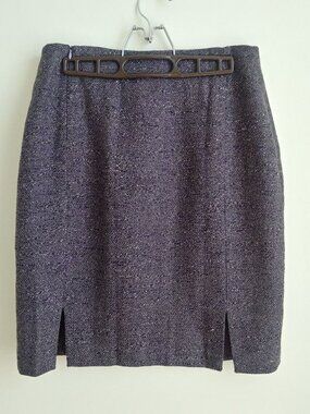 Teenflo made in Canada purple wool tweed skirt size 10 runs small